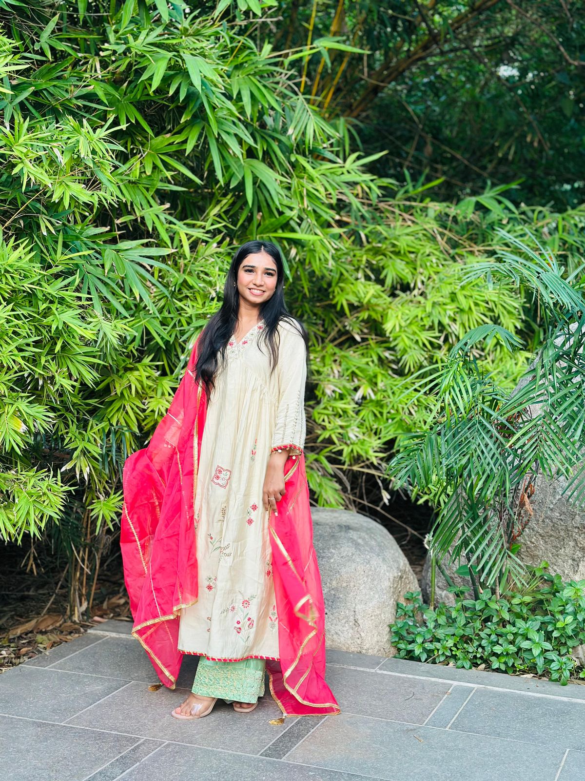 Designer dress with unique combination!